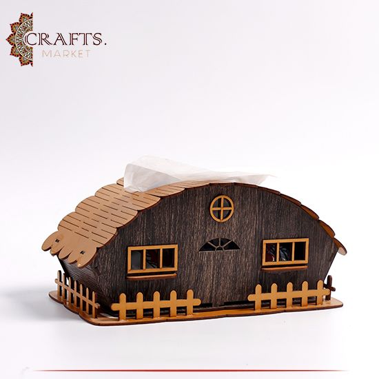 Handmade Wooden Tissue Case in a Hut design Handmade Wooden Tissue Case in a Hut design