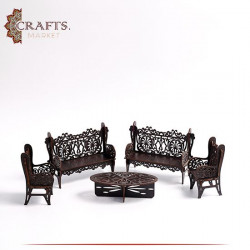Handmade Dark Brown Wooden Table Décor Set, 5PCS