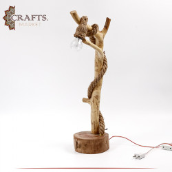 Handmade Brown Oak Wooden Table Lamp