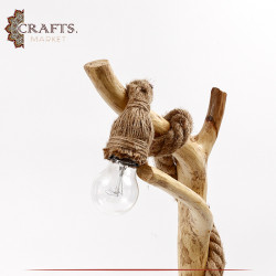 Handmade Brown Oak Wooden Table Lamp
