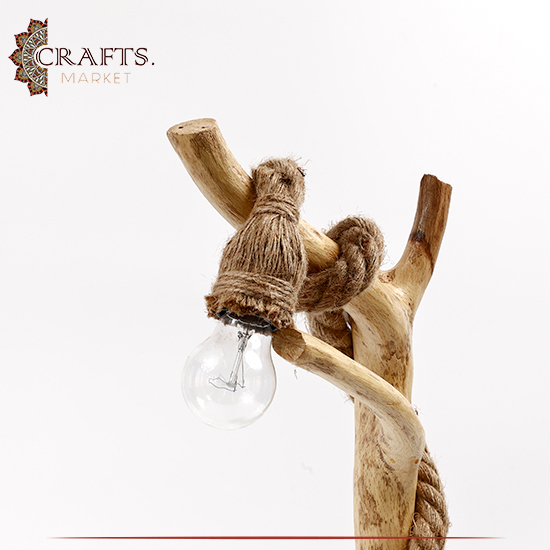 Handmade Brown Oak Wooden Table Lamp