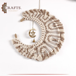 Handmade Macrame Wall Hanging in a  Crescent Moon  Shape