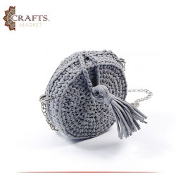 Handmade Grey Crochet Women Shoulder Bag