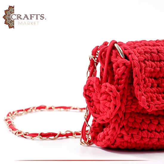Handmade Red Crochet Women Shoulder Bag Handmade Red Crochet Women Shoulder Bag