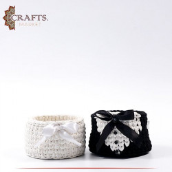 Handmade Duo-Color Crochet Mini Basket, Set 2 PCS