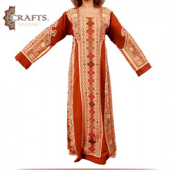 Handmade Brick Fabric Women Traditional Dress 