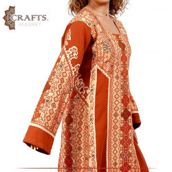 Handmade Brick Fabric Women Traditional Dress 