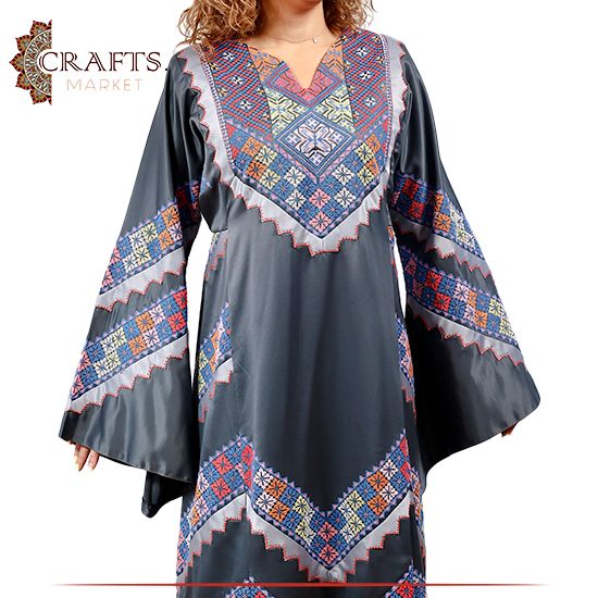 Handmade Gray Fabric Women Traditional Dress Handmade Gray Fabric Women Traditional Dress