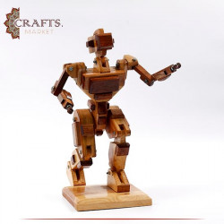 Handmade Wooden Figure Table Décor in a Robot design