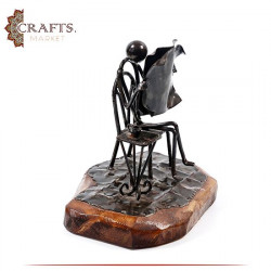 Handmade Metal Figure Table Décor in a  Newspaper Reader design