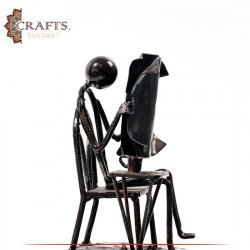 Handmade Metal Figure Table Décor in a  Newspaper Reader design