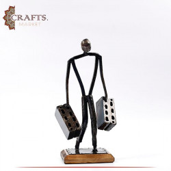 Handmade Metal Figure Table Décor in a Brick Worker design