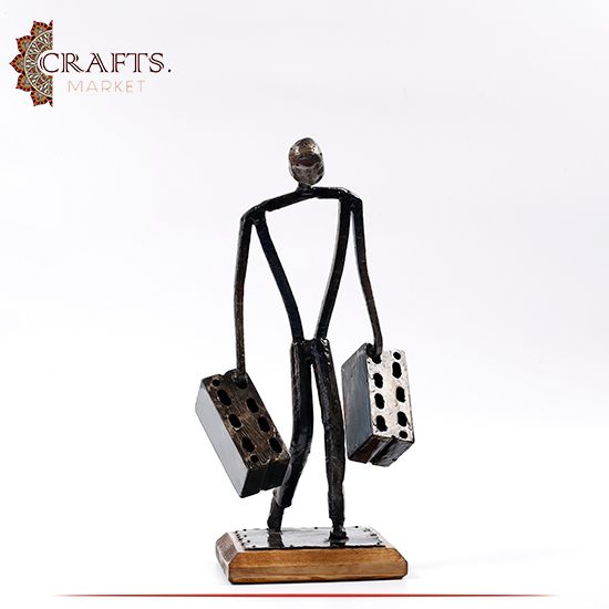 Handmade Metal Figure Table Décor in a Brick Worker design Handmade Metal Figure Table Décor in a Brick Worker design