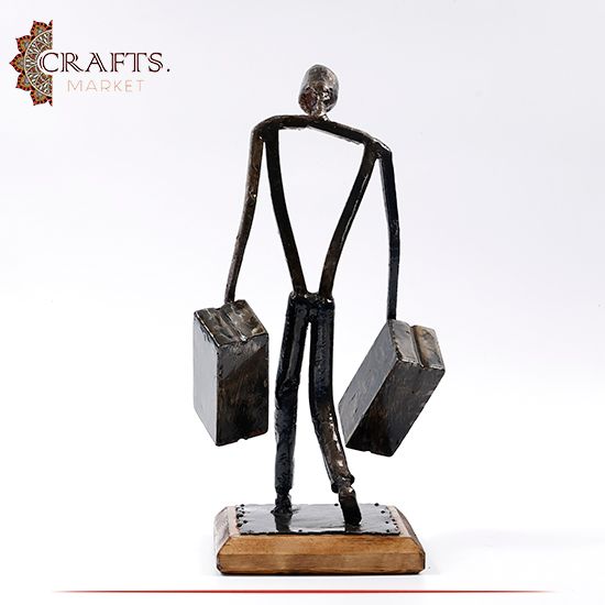 Handmade Metal Figure Table Décor in a Brick Worker design Handmade Metal Figure Table Décor in a Brick Worker design
