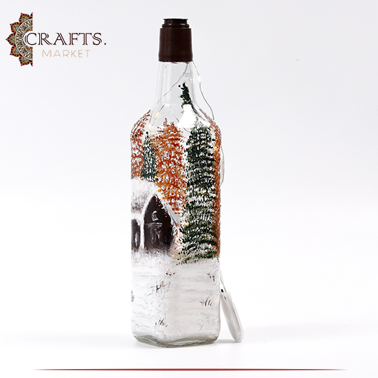 Hand-painted Empty Bottle Table Decor Winter Design Hand-painted Empty Bottle Table Decor Winter Design