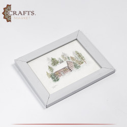 Hand-painted Watercolor Painting  Winter House  Design Wall Art