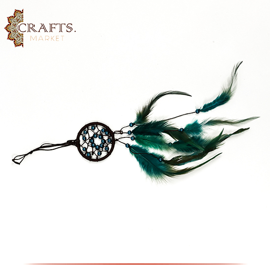 Handmade Dark Green Wall Hanging in a Dreamcatcher Design Handmade Dark Green Wall Hanging in a Dreamcatcher Design