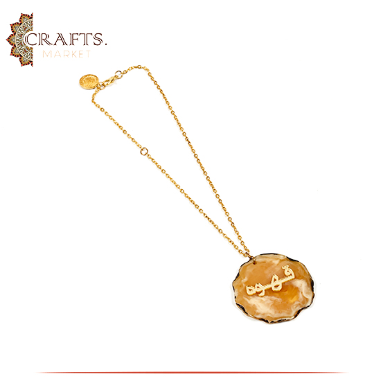 Handmade Golden Resin Pendant with the writing Coffee Handmade Golden Resin Pendant with the writing Coffee