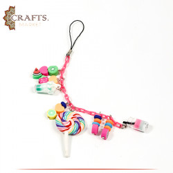 Handmade Pink Plastic Mobile Chain