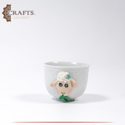 Handmade Porcelain Coffee Cup Set  sheep design, 3PCS 