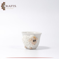 Handmade Porcelain Coffee Cup Set  sheep design, 3PCS 