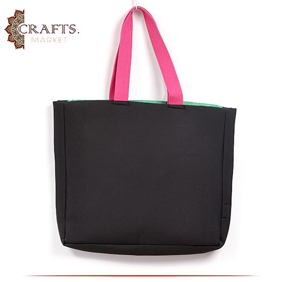 Handmade Black Women Tote Bag in Flowers design Handmade Black Women Tote Bag in Flowers design
