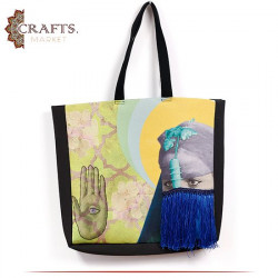 Handmade Black Women Tote Bag in Women With Veil design