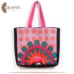 Handmade Black Women Tote Bag in Mandala design