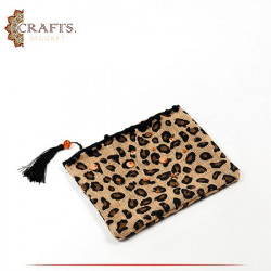 Handmade Beige Burlap Women Clutch