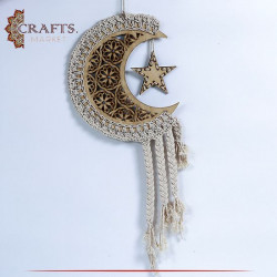 Handmade Macrame Wall Hanging Crescent Moon Shape 