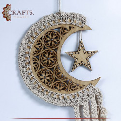 Handmade Macrame Wall Hanging Crescent Moon Shape 