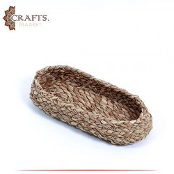 Handmade Beige Hay Oval Basket