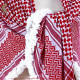 White & Red Shemagh knitted and fringed by hand 