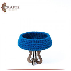 Handmade Duo-Color Crochet Wooden Serving Tray 