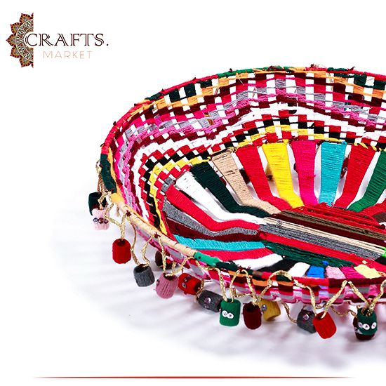 Handmade Multi-Color Wall Hanging in a Basket shape Handmade Multi-Color Wall Hanging in a Basket shape