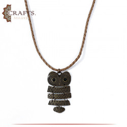 Handmade Leather Women Necklace with an Owl Pendant 