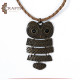 Handmade Leather Women Necklace with an Owl Pendant Handmade Leather Women Necklace with an Owl Pendant