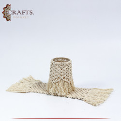 Handmade Ivory Macrame Table Décor Set, 2PCs