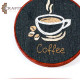 Handcrafted Cotton Round Embroidery Hoop Table Decor in a Coffee Design Handcrafted Cotton Round Embroidery Hoop Table Decor in a Coffee Design