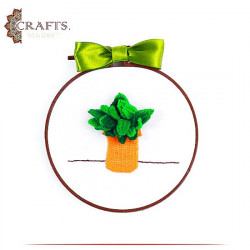 Handcrafted Cotton Round Embroidery Hoop Table Decor with  Plants  design