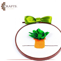 Handcrafted Cotton Round Embroidery Hoop Table Decor with  Plants  design