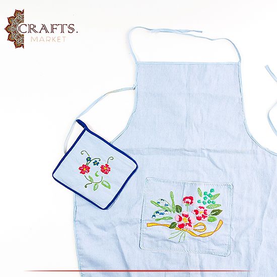 Hand-embroidery Fabric Kitchen Apron Set 2PCS Hand-embroidery Fabric Kitchen Apron Set 2PCS