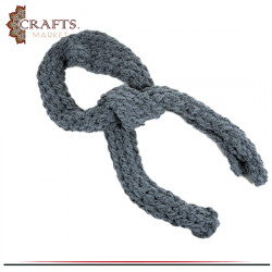 Hand-knitted Dark Grey Winter Scarf