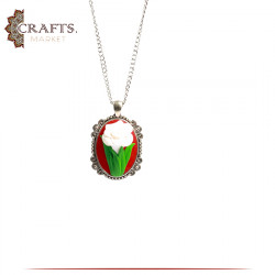 Handmade Women Necklace in a White Flower Design