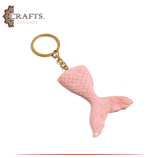 Handmade Rose Polymer Clay Key chain in a Mermaid Tail