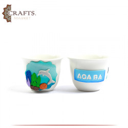 Handmade White Porcelain Coffee Cup in al Aqaba City design