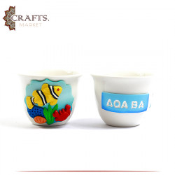 Handmade White Porcelain Coffee Cup in al Aqaba City design