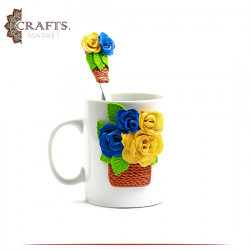 Handmade Multi-Color Porcelain Mug  in Flowers design