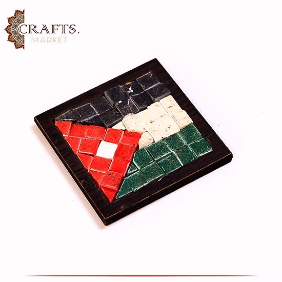 Handcrafted Mosaic Fridge Magnet in a Jordan Flag Design Handcrafted Mosaic Fridge Magnet in a Jordan Flag Design