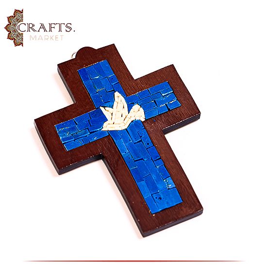 Handcrafted Mosaic Wall Hanging in a Cross Design